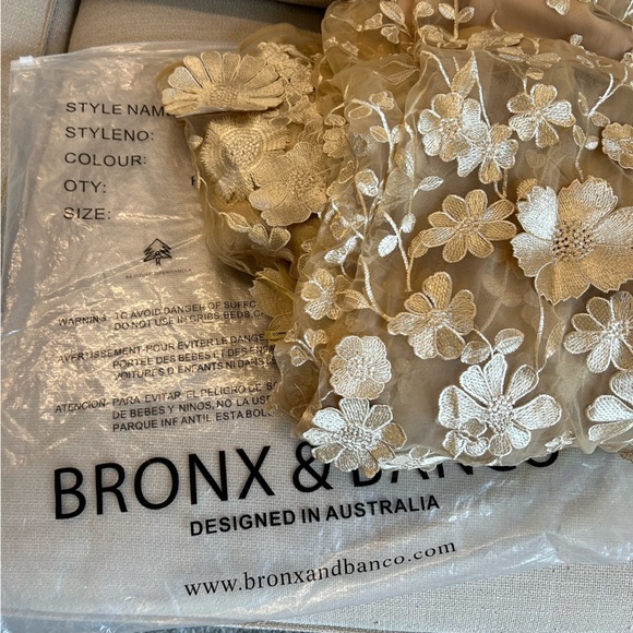 NEW  BRONX AND BANCO Jasmine Gold Gown Maxi Dress Gold Sequin Floral - Picture 4 of 14